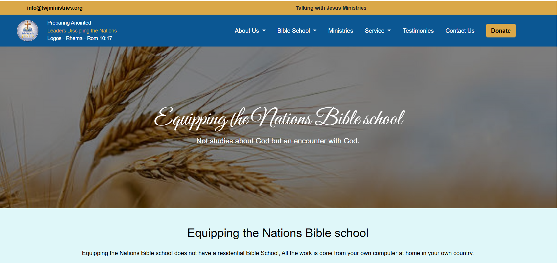 TWJ Ministries project screenshot